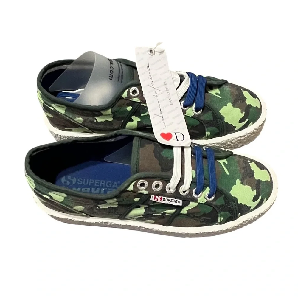 NIB Superga Women's Size 7 1/2 Camo Dark Green‎ Sneaker 2750 Cotcamou Mega Paura